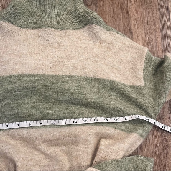 FRNCH Diana Midi Sweater Dress Women’s Small Striped Green Cream Slits Belted - Picture 9 of 11